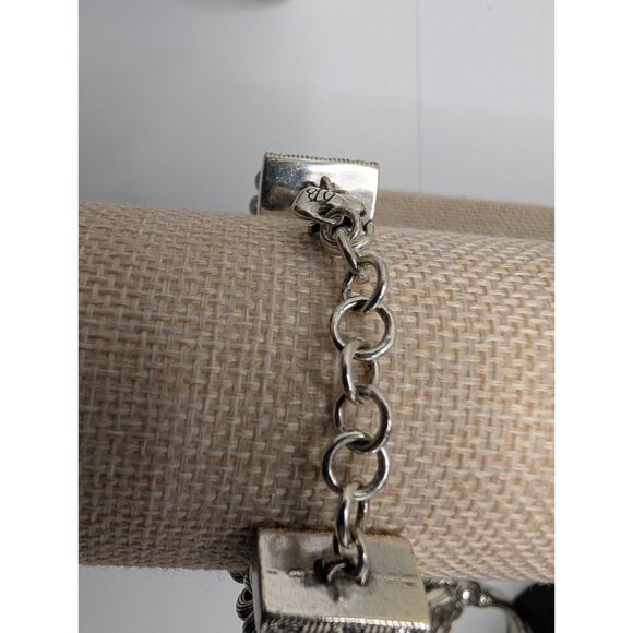 Brighton Flower Link Bracelet 7.5in Two Tone Gold Silver Crystal nice! - Picture 5 of 8